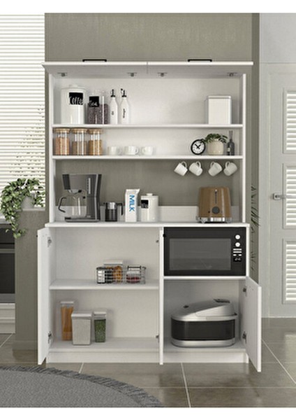 Tuco 3 Kapaklı Mutfak Dolabı Kahve Köşesi Çok Amaçlı Dolap Beyaz modelleri