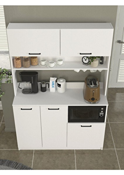 Tuco 3 Kapaklı Mutfak Dolabı Kahve Köşesi Çok Amaçlı Dolap Beyaz fırsatları