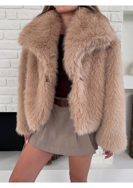 Kadın Premium Yakalı Ithal Suni Kürk