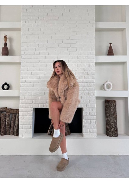 Kadın Premium Yakalı Ithal Suni Kürk