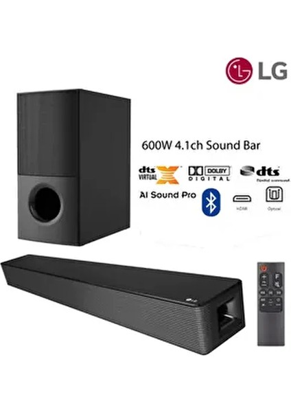 600W Yüksek Ses ve Kaliteli Soundbar, 4.1 Kanal Sinema Kalitesi, Kablosuz Bluetooth Optik ve USB