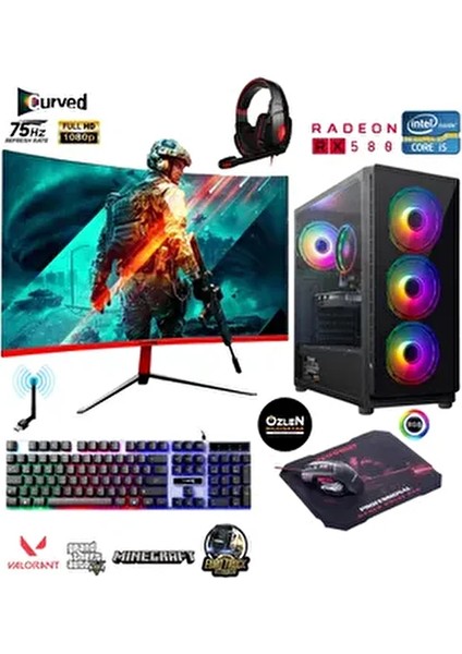 Özlen X1 - I5 4590 16GB Ram 256GB SSD Rx 580 8gb 23.6'' Curved Oyuncu Masaüstü Bilgisayarı