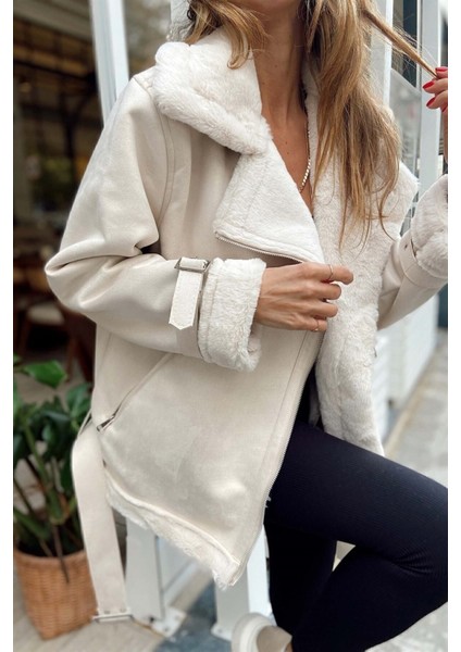 Kadın Içi Rapitli Kemer Detaylı Süet Mont modelleri