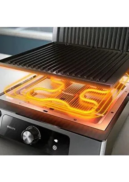 Vacumix 5000 Serisi, 2200W, Yeni Seri Izgara ve Tost Makinesi, Izgara Için Tam Açılır, HD6301