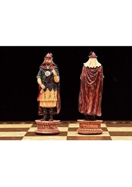 Osmanlı-Hun Temalı Orta Boy Lüks Satranç Tahtası ve Yenigün Düz Satranç Tahtası