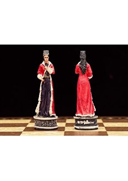 Osmanlı-Hun Temalı Orta Boy Lüks Satranç Tahtası ve Yenigün Düz Satranç Tahtası