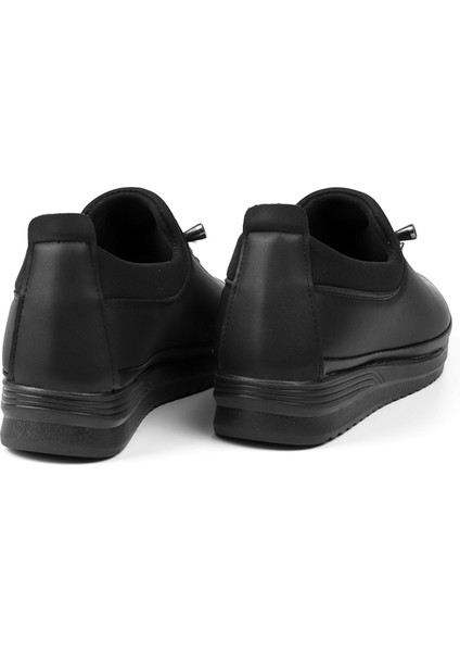 Kadın Siyah Ortopedik Anne Ayakkabısı - Rahat Kaymaz Taban, Bağcıklı Günlük Yürüyüş Ayakkabısı fiyatları