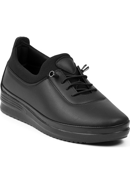 Kadın Siyah Ortopedik Anne Ayakkabısı - Rahat Kaymaz Taban, Bağcıklı Günlük Yürüyüş Ayakkabısı fırsatları
