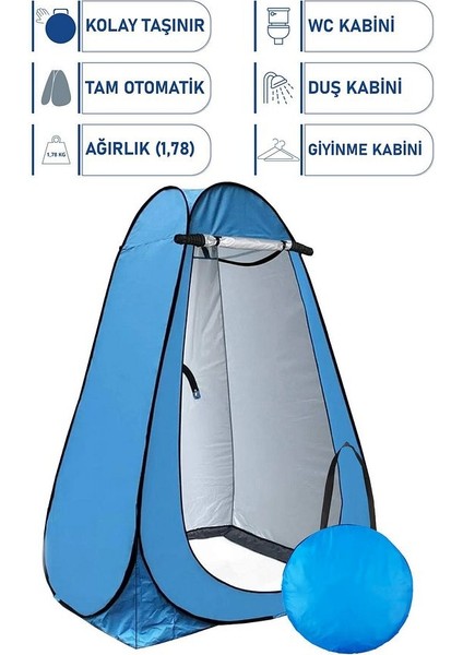 Otomatik Kamp Çadırı -Kabin Çadır - Duş / Giyinme / Kamp Tuvalet Çadırı - 120X120X190 Giyinme Çadırı