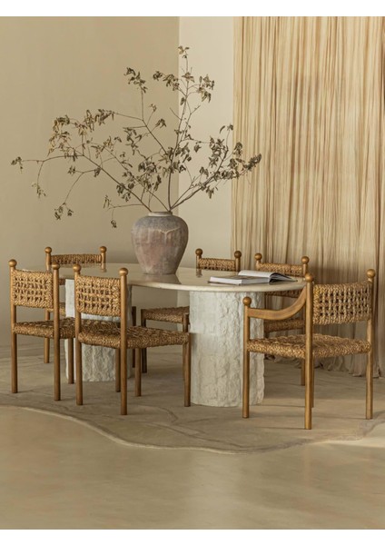 Traverten Patlatma Modelli Yemek Masası -Soly