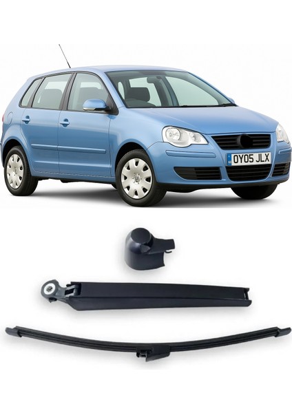Volkswagen Polo 2005-2009 Arka Cam Silecek Kolu ve Süpürgesi Kapak Takım 6Q6955707C