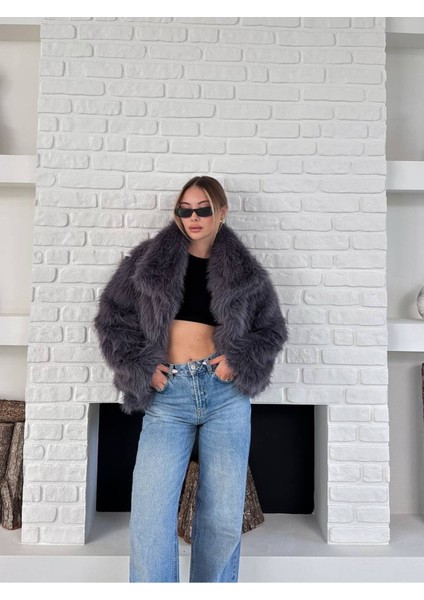 Kadın Premium Yakalı Ithal Suni Kürk