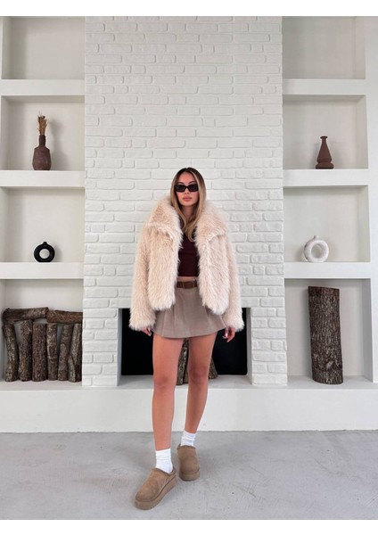 Kadın Premium Yakalı Ithal Suni Kürk