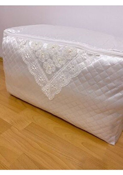 Incili Saten Beyaz Yastık Hurcu Kapitoneli Çeyizlik Bohçalık 60X40X40 fiyatları