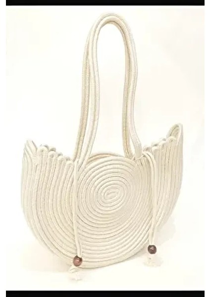 Kuğu Model Hasır Görünümlü Şık Kadın Omuz Çantası Basic Koleksiyon 27x40 cm