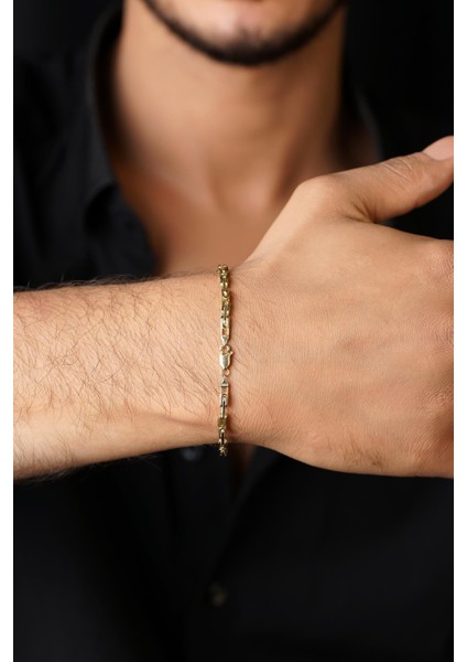 14 Ayar Altın Kral Zincir Erkek Bileklik indirimleri