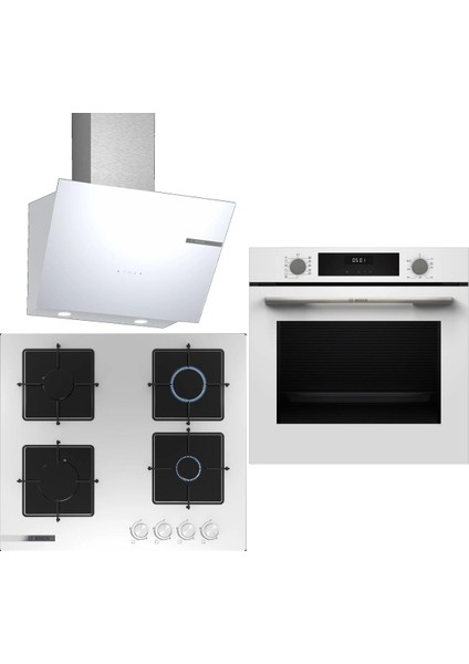 Beyaz 3 Lü Ankastre Set 335 ( HUA717BV0T - PNP6C2O12O - DWK66PJ20T ) Buhar Destekli