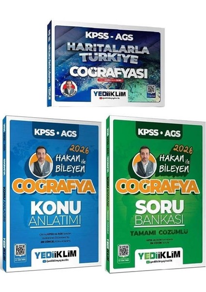 Yediiklim 2026 Kpss Meb-Ags Haritalarla Türkiye Coğrafyası Konu Anlatımı + Soru Bankası 3 Lü Set