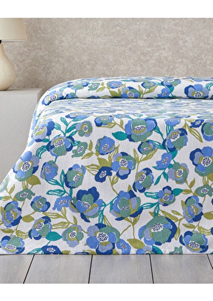 Summer Blooms Baskılı Pamuklu Çift Kişilik Pike 200X220 cm Mavi fiyatları
