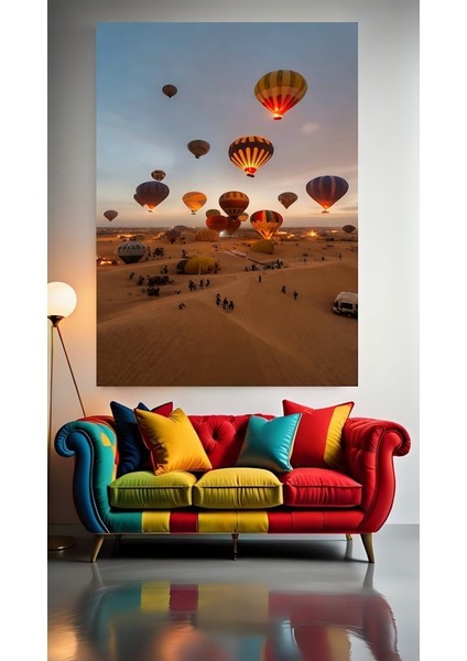 Uçan Balonlar ve Huzur Ev Duvar Salon Güzellik Salonu Ofis Dükkan Dekarasyon Kanvas Tablo