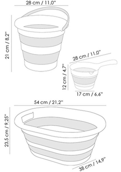 7'li Banyo Seti - 90 Lt Kirli Sepeti Katlanabilir Çamaşır Sepeti Su Kovası Maşrapa Yıkama Filesi