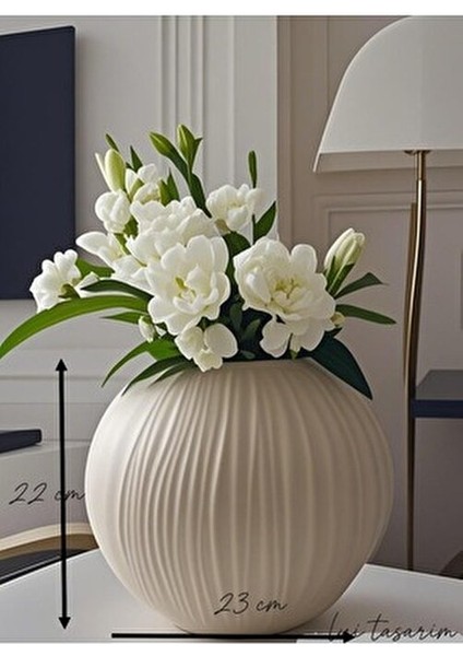 Krem Sade Bohem Tarz Trend Seramik Vazo 22 cm fiyatları