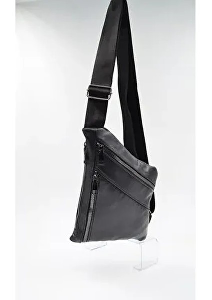 Hakiki Deri Çok Gözlü Günlük Omuz ve Göğüs Askılı Çapraz Çanta