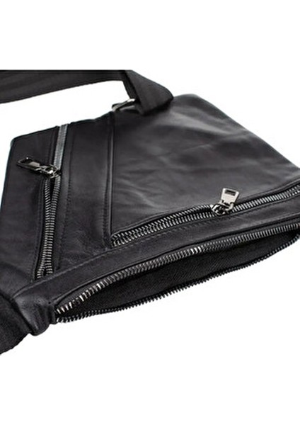 Hakiki Deri Çok Gözlü Günlük Omuz ve Göğüs Askılı Çapraz Çanta