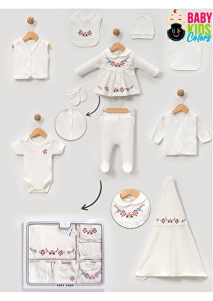 Kutulu- Bebek Yaka Yenidoğan Kıyafetleri 10'lu Hastane Çıkış Setleri Nakışlı Penye Zıbın Seti modelleri