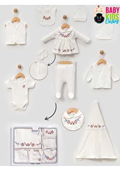 Kutulu- Bebek Yaka Yenidoğan Kıyafetleri 10'lu Hastane Çıkış Setleri Nakışlı Penye Zıbın Seti fırsatları
