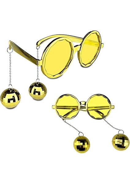 Disko Toplu Küpeli Parti Gözlüğü Altın Renk - Lisinya