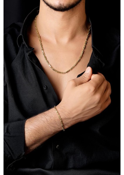 14 Ayar Altın Kral Zincir Erkek Set indirimleri