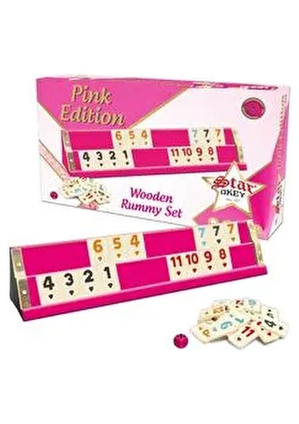 Star Pembe Okey Takımı Ahşap Okey