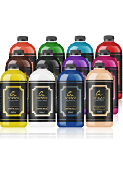 Akrilik Boya Seti - Tüm Renkler 12 Renk x 500ML + Fırça Hediyeli fırsatları
