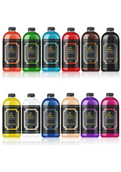 Akrilik Boya Seti - Tüm Renkler 12 Renk x 500ML + Fırça Hediyeli indirimleri