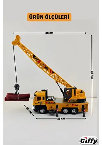 Oyuncak Iş Makinesi Sesli Işıklı Çek Bırak Vinç, Kule Vinç ve Kepçe 30 cm Aksesuarlı Kapıları Açılan fiyatları