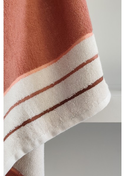 Ucu Çizgili Ipliği Boyalı %100 Pamuk Banyo Havlusu - Yumuşak & Yüksek Su EMICI-90X150 Cm-Terra modelleri