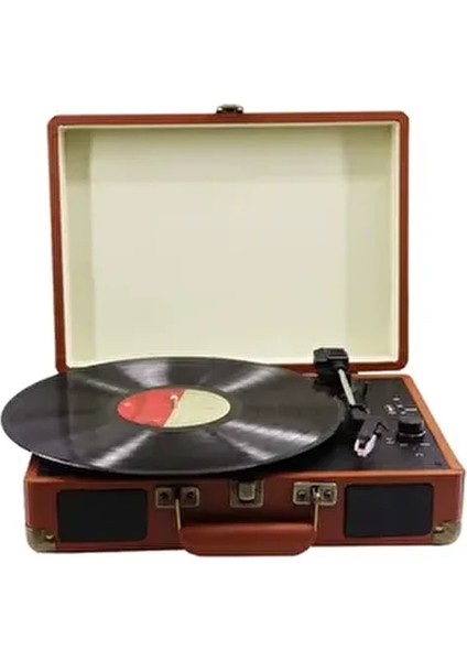 Taşınabilir Çantalı Retro Bluetooth Hoparlörlü Pikap Radyo Ses Kayıt USB Mp3 33/45/78 Plak Çalar