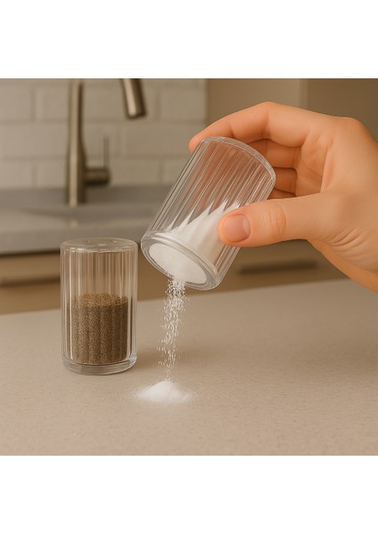 Sofra ve Mutfak Için Tuzluk ve Biberlik Seti Borosilikat Șeffaf Cam Șık Sofra Sunumu Için