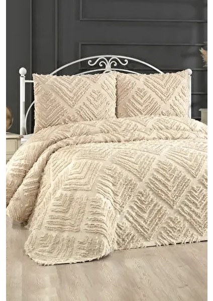Pine 3 Parça Çift Kişilik Pike Takımı Bej