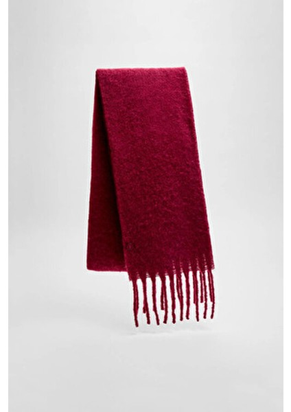 Ithal Puffy Yumuşak Dokulu Kadın Atkı Şal Omuz Şalı (Bordo Ekru ve Kırmızı) 3 Adet