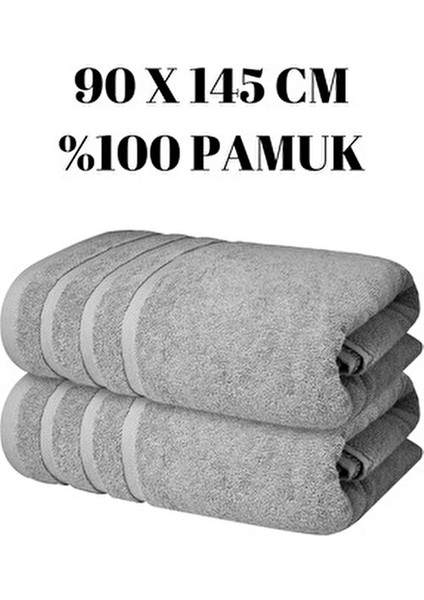 Gri 2'li Set Büyük Boy Banyo Havlusu Duş Vücut Havlusu Yumuşak %100 Pamuk Çizgi Desenli fiyatları