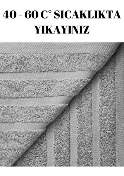 Gri 2'li Set Büyük Boy Banyo Havlusu Duş Vücut Havlusu Yumuşak %100 Pamuk Çizgi Desenli fırsatları
