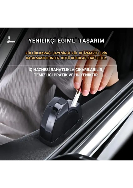 Yeni Nesil Kapaklı Araç Cam Kenarı Oto Küllük Araba Küllüğü Koku Önleyici Araç Kül Tablası modelleri