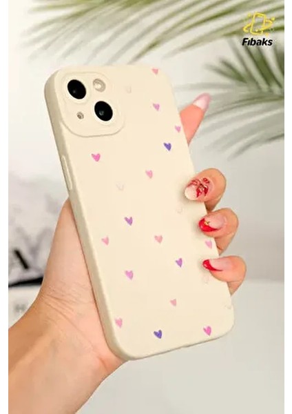 Apple iPhone 13 Kılıf Kamera Korumalı Silikon Renkli Kalp Tasarımlı Kamera Korumalı Silikon Kapak