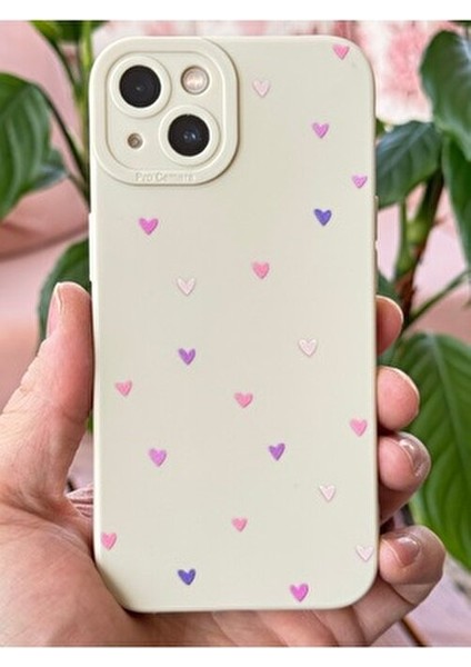 Apple iPhone 13 Kılıf Kamera Korumalı Silikon Renkli Kalp Tasarımlı Kamera Korumalı Silikon Kapak modelleri