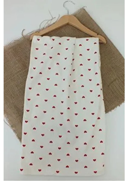 Kırmızı Kalpli %100 Pamuklu 80X90 cm Tek Kat Bebek Battaniye fırsatları