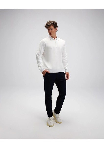 EM602-BG Erkek Bej Yarım Fermuarlı Polo Sweat