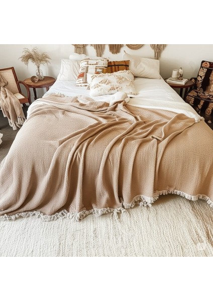 HB&Victory Müslin Yatak Örtüsü %100 Pamuk Vizon Renk Çift Kişilik 240X230 Cm. fırsatları