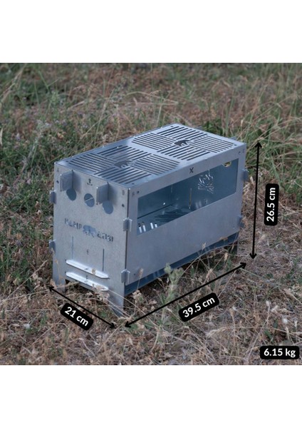 Kamp Ayısı® Pyrowide™ Geniş Katlanır Metal Ateş Kutusu - 2mm Gri Galvaniz Çelik, Çantalı, 39.5 x 26.5 x 21 cm modelleri
